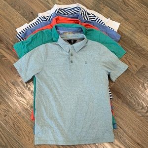 6 boys size 12 assorted designer polo shirts Vineyard Vine/Volcom/Crewcut/Peek